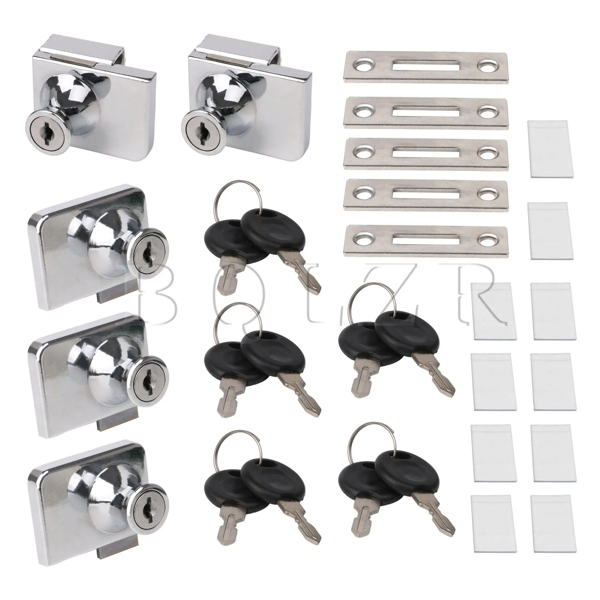 

BQLZR 5 x витринный дверной замок 1,97x1,5 дюйма Серебристая нержавеющая сталь с 10 шт. ключей