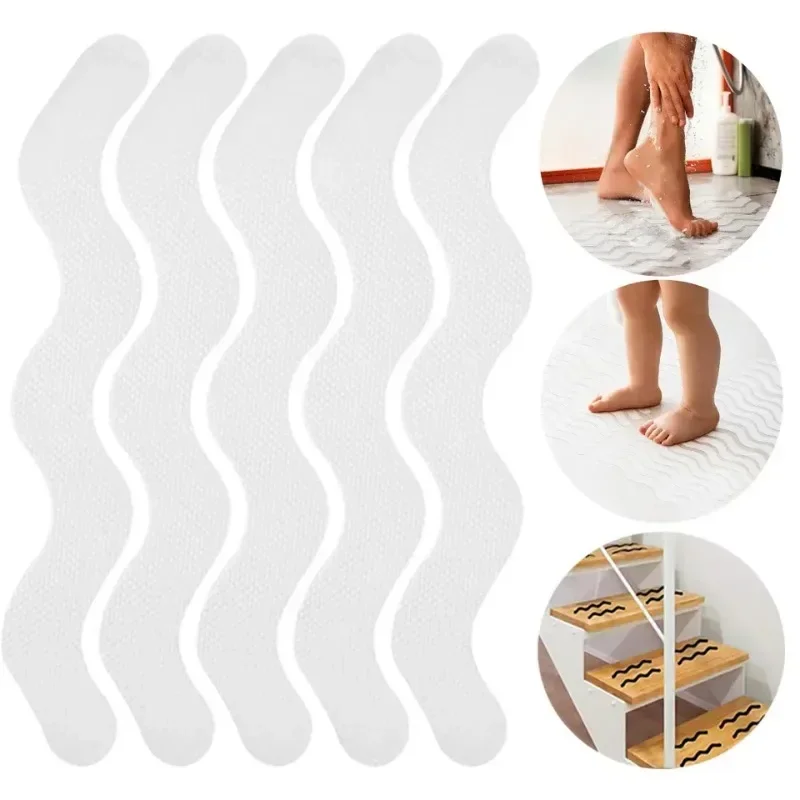 

12/24Pcs S Shaped Anti Slip Strips Waterproof Safety Strips Shower Stickers Self-Adhesive Non Slip Tape for Bathtub Stairs Floor