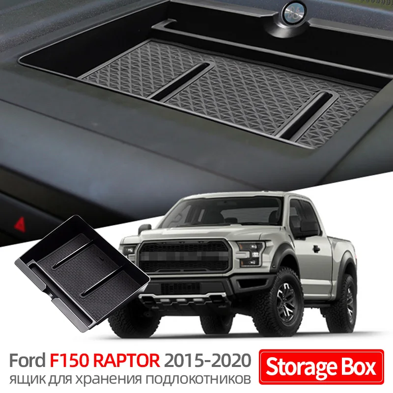 

Central Armrest Storage Box For Ford F150 RAPTOR 2015-2020 Center Console Flocking Organizer Containers Tray Accessories