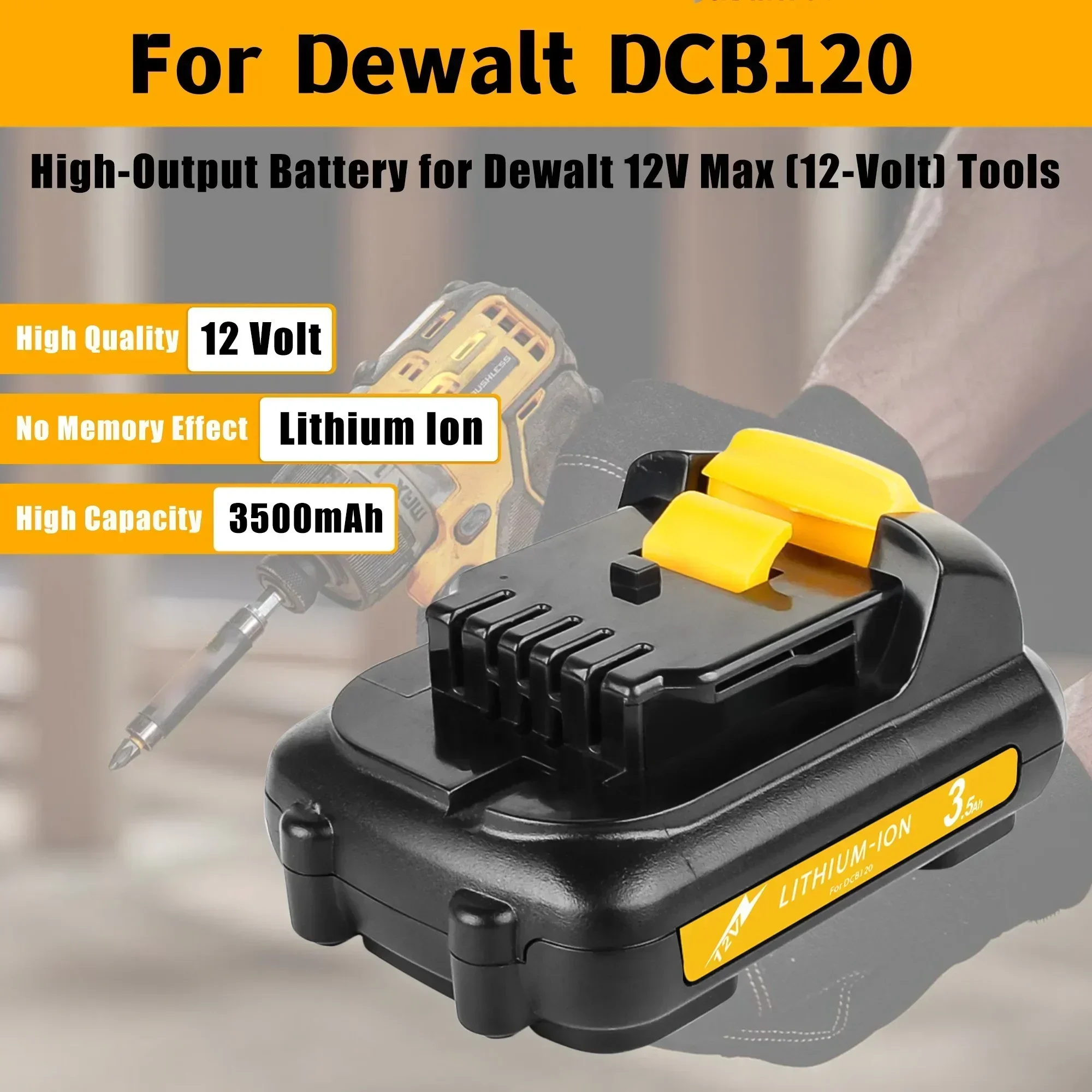 Аккумулятор для электроинструмента Dewalt DCB120 3500 мАч DCB127 DCB119 DCR020-GB DCF815D2