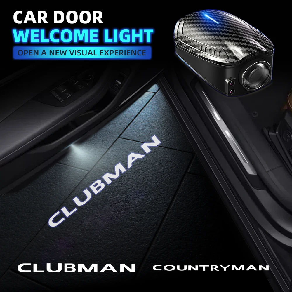 

2pcs USB Rechargeable Countryman Clubman Logo Car Door HD LED Lamps Projector Courtesy Welcome Lights For Mini JCW F56 R56 R60