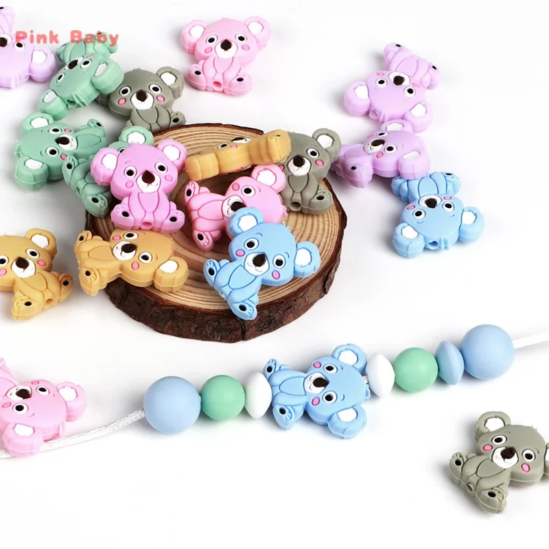 10pcs Silicone Beads Animal Koala Tortoise Food Grade Baby Silicone Teething Chew Toy BPA-Free DIY Pacifier Chain Accessories