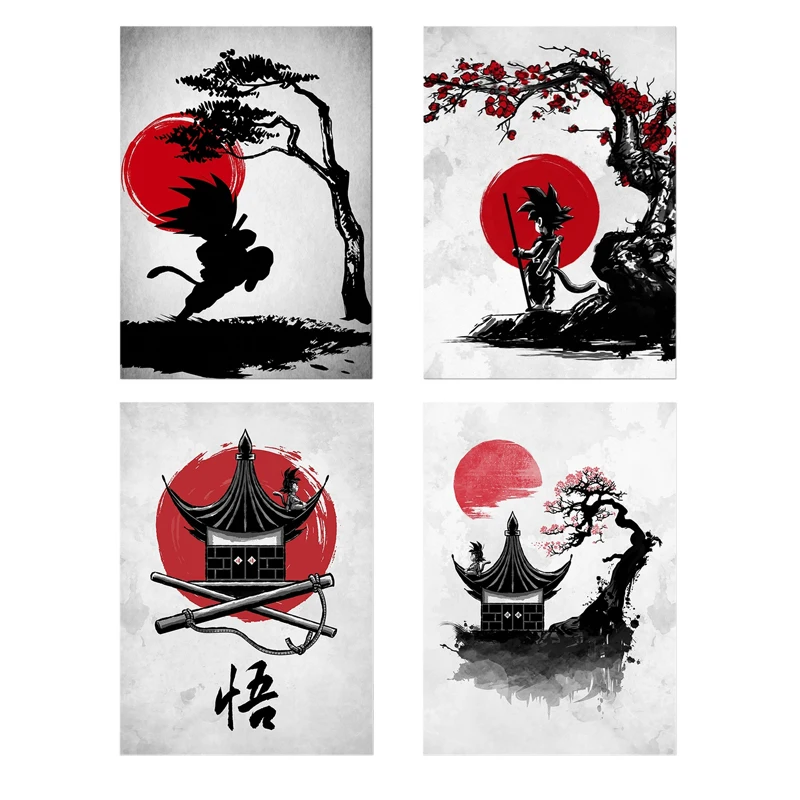 

Японский аниме скандинавский стиль мультфильм черно-белый художественный Рисунок Шелковый плакат домашний декор стен