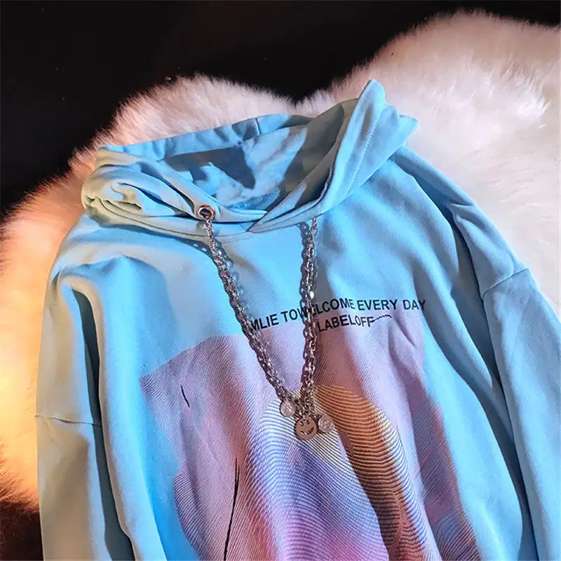 

Bule Harajuku Kawaii Long Sleeve Casual Hoodie Women Fairycore Cute Heart Graphic Shirt Y2k Aesthetic Alt Clothes Korean Fashion
