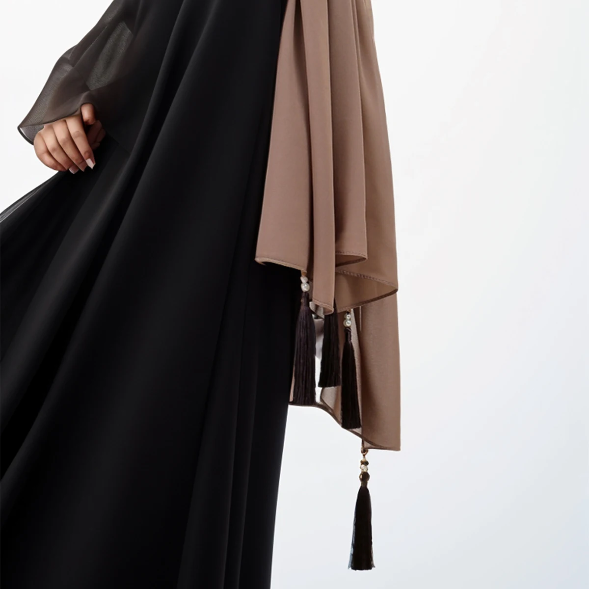 Модный шифоновый хиджаб с кисточками однотонный длинный шарф шаль женская