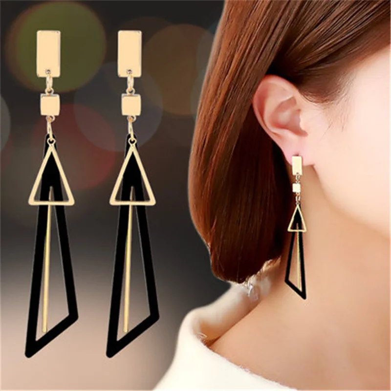 

Exquisite simulated triangle stud earrings fashion long statement earrings for women's wedding party women's jewelry gifts
