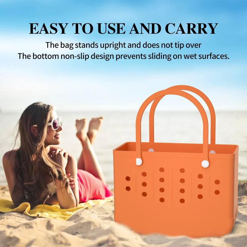 

Beach Bag Summer Eva Waterproof Basket Women Silicon Beach Tote With Holes Breathable Pouch Shopping Storage Basket