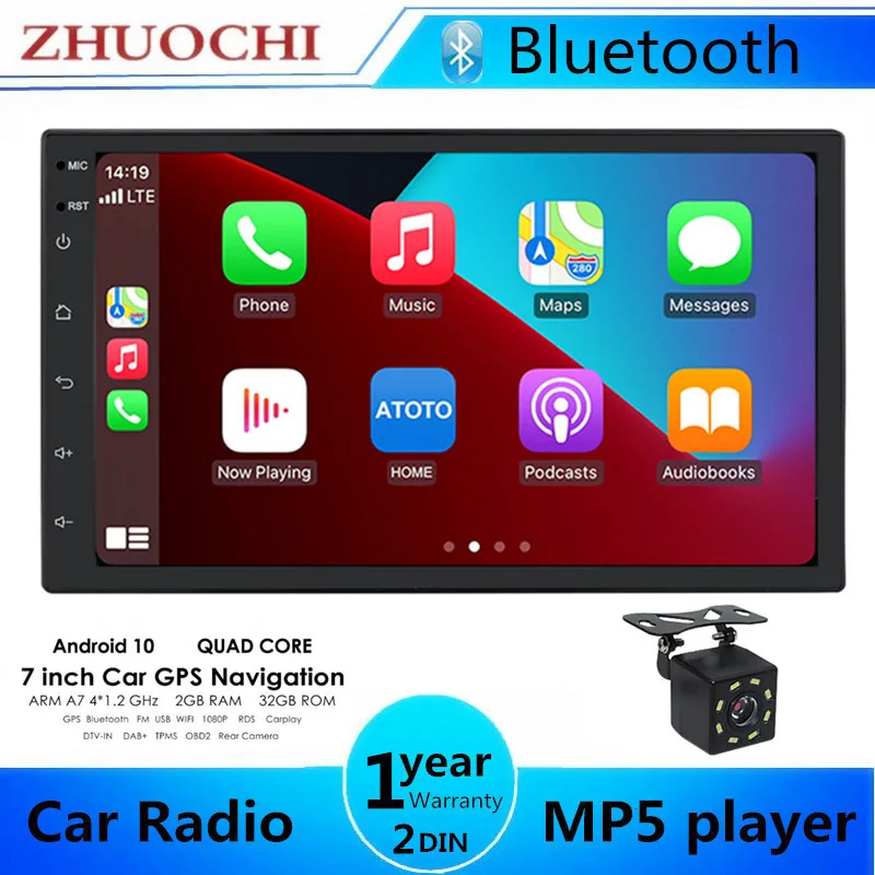 

2 Din 7 Inch Carplay Wireless Car Radio Bluetooth Stereo FM Audio GPS Navigation MP5 Player For Volkswagen Nissan Hyundai Kia
