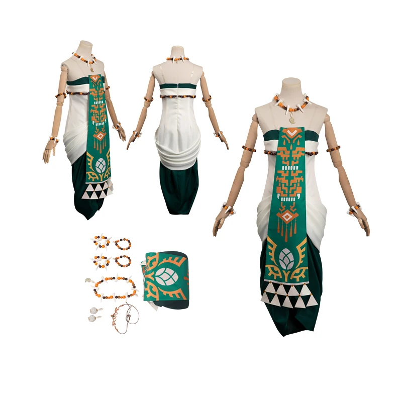 

Zeldar Link Cosplay Dress Women Costume Wig Outfits Tears of the Kingdom Princess Roleplay jumpsuit Halloween Carnival Part Suit
