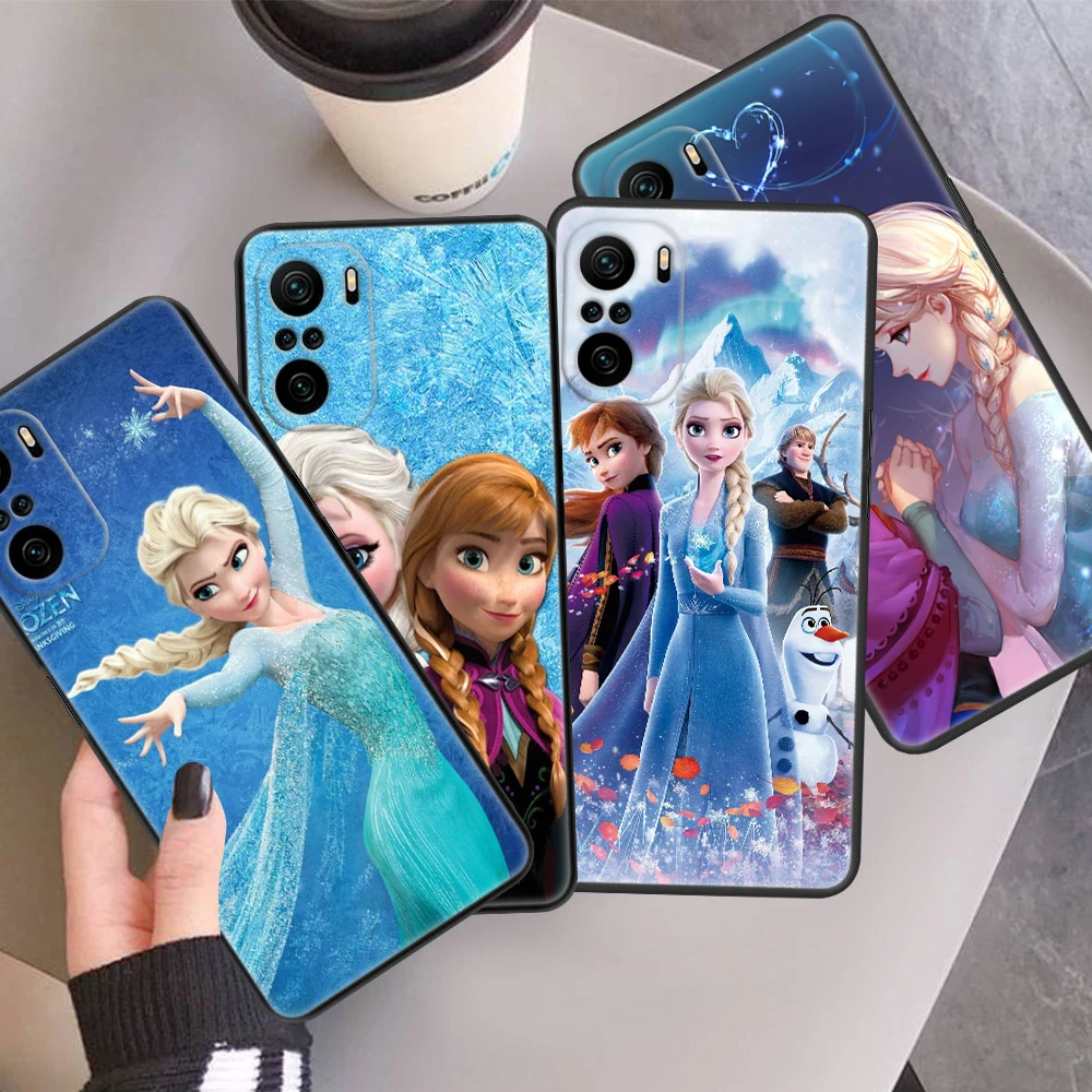 

Cartoon Frozen Anna and Elsa For Xiaomi Redmi Note 12 11E 11S 11 11T 10 10S 9 9T 9S 8 8T Pro Plus 5G 7 5 Black Phone Case