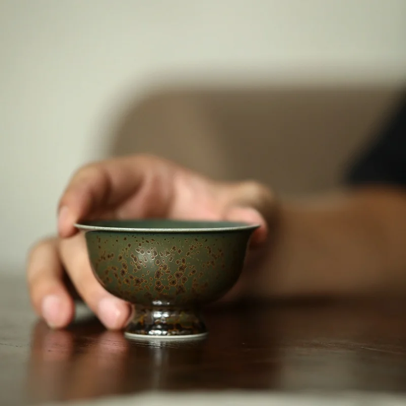 

Стаканчик Mr. Qing King Jingdezhen ручной работы стаканчик с высокой ногой Изысканная Ретро стаканчик с одной крышкой 120 мл
