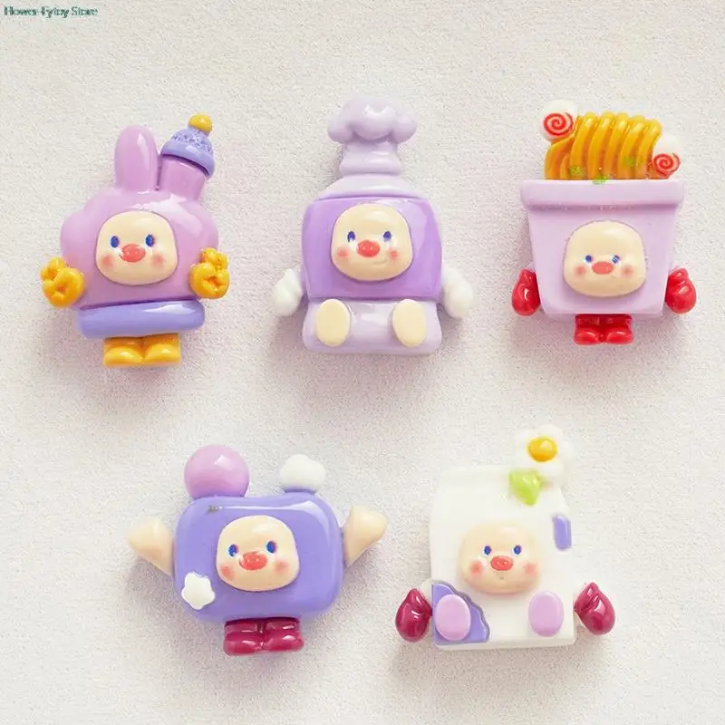 

2PCS Lovely Mini Cartoon 3D Purple Resin Accessories DIY Cream Gel Phone Case Hair Clip Jewelry Handmade Decor Random