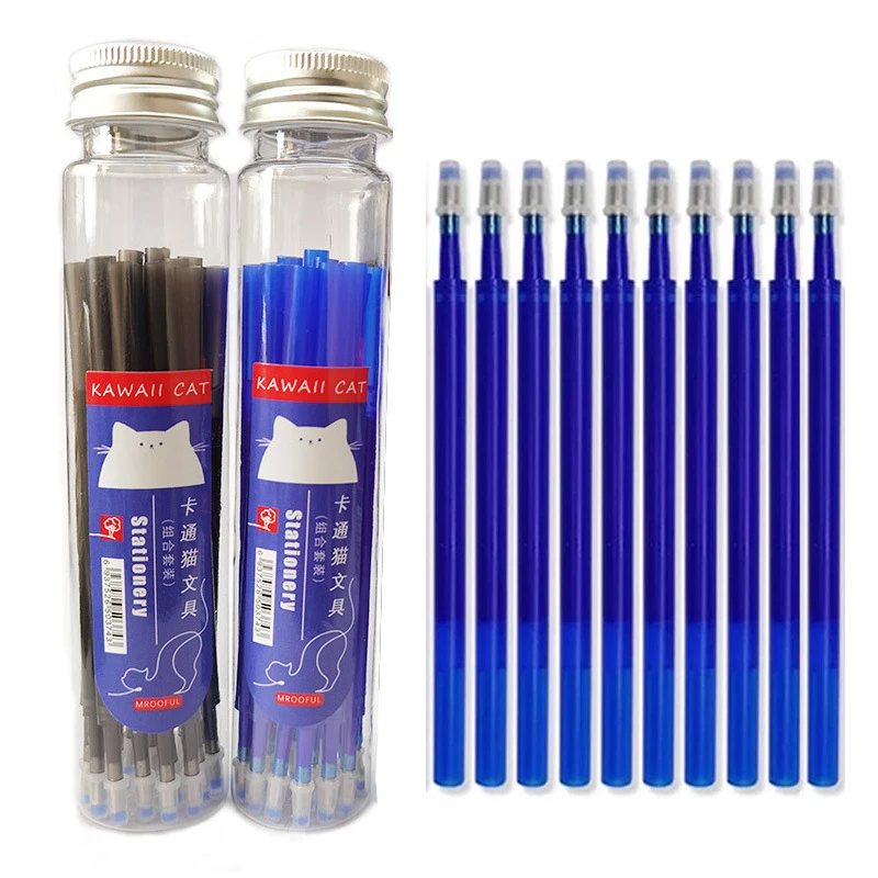   20pcs/barrel 11cm Erasable Pen Refills 0.5mm Push Type Replaceable Pen Refill Core Large Capacity Ink Office School Writing Tool 