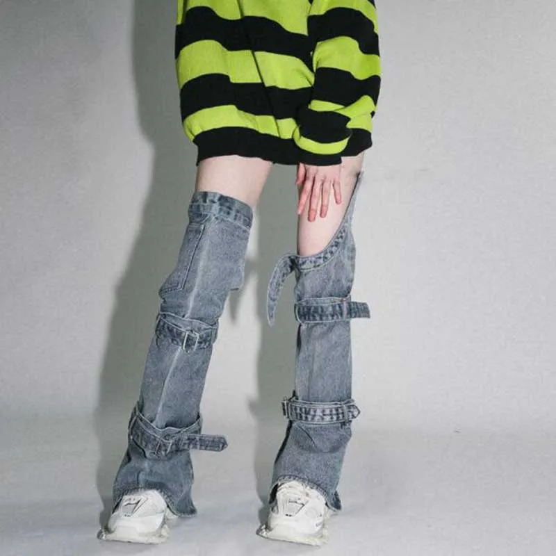 Fashion Wide Leg Jeans Baggy Legs Warmer Womens High Waist Aesthetic Female Girls Denim Capris Pants Jean Mom Jeans Trousers