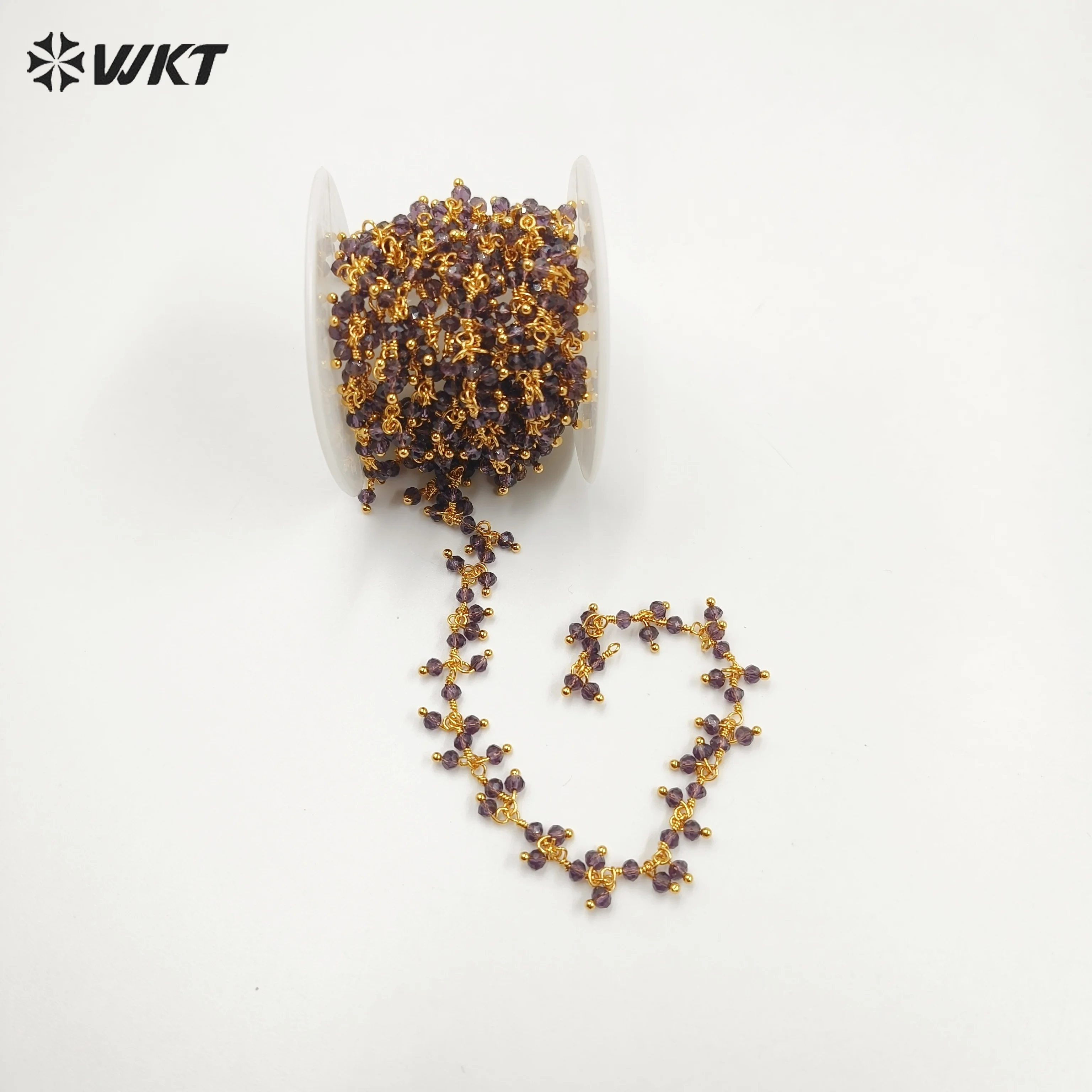 WT-RBC228 WKT 2025 НОВЫЕ поступления аметист позолоченная цепочка 18 карат свадебный