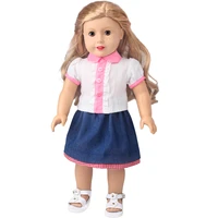 doll dress lady suit denim skirt 18 inch american og girl doll 43 cm reborn baby boy doll diy toy gift c987