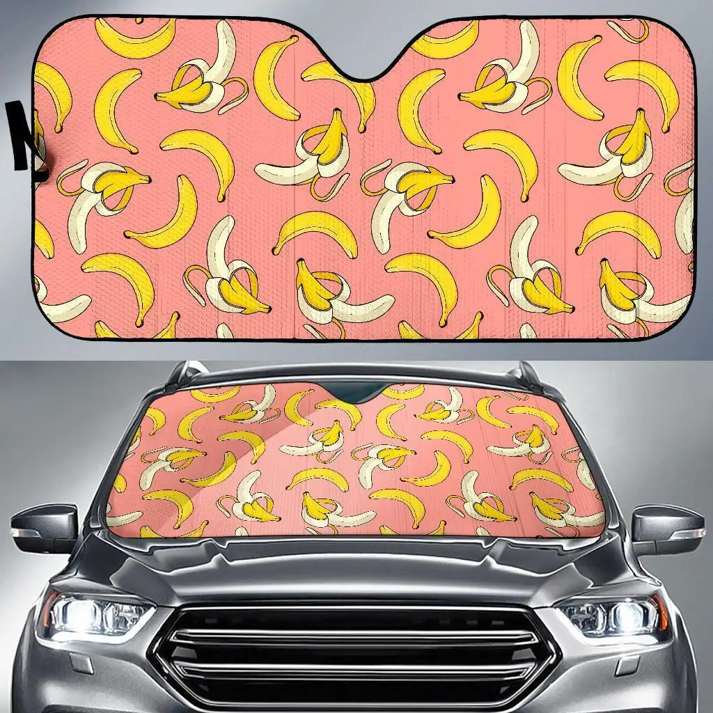 

Pink Banana Pattern Print Auto Sun Shade Car Windshield Window Cover Sunshade
