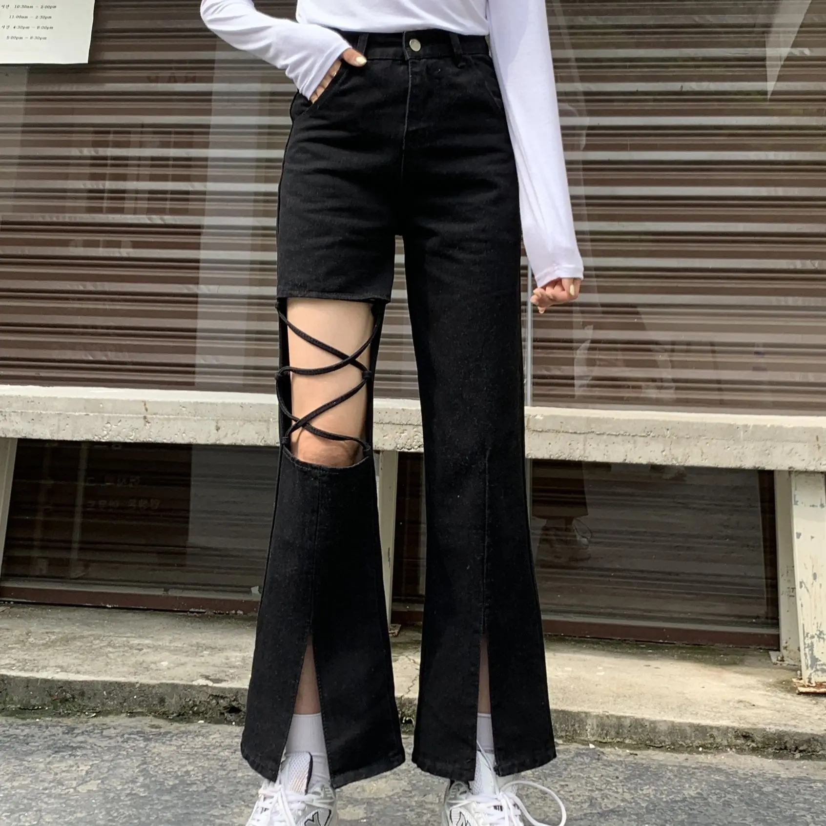 Ripped Jeans for Women 2023 Fashion Hole High Waisted Jeans Vintage Streetwear Loose Y2k Pants Full Length Women Jeans