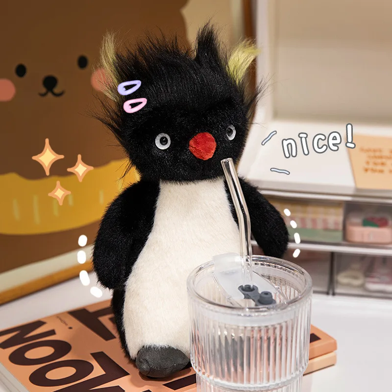 25 см Kawaii Забавный мультяшный пингвин Плюшевая кукла Животное в маске для глаз