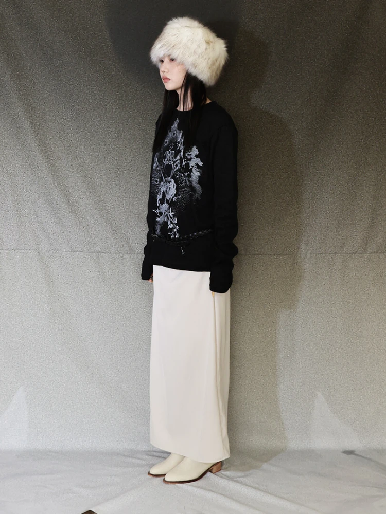 Y2k Эстетические винтажные свободные свитера с принтом ангела повседневные