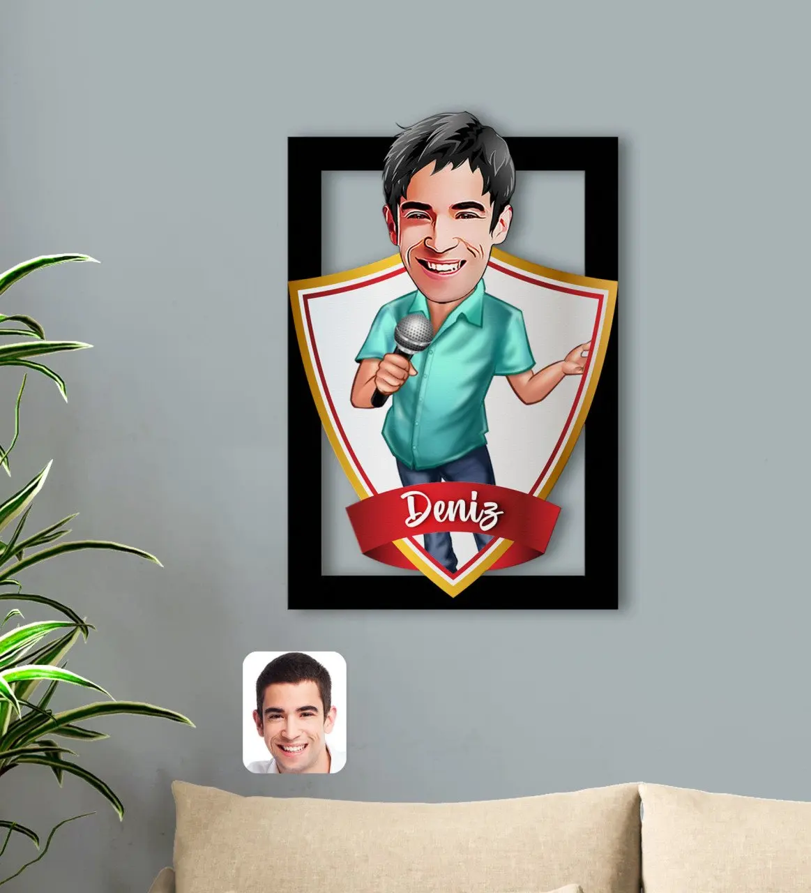

Personalized Is Male Singer Caricature OF 3D Wood Tablo-1
