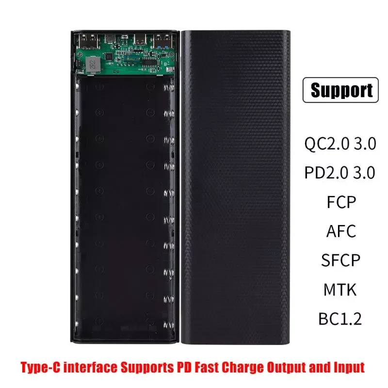 QC3.0/5V Dual USB 10*18650 чехол для внешнего аккумулятора с цифровым дисплеем |