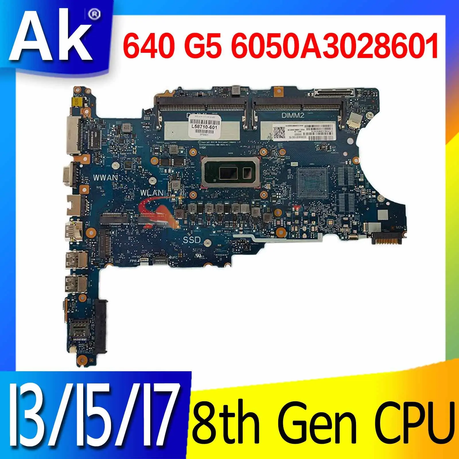 

For HP ProBook 640 G5 laptop motherboard mainboard 640 G5 6050A3028601 motherboard with I3 I5 I7 8th Gen CPU UMA