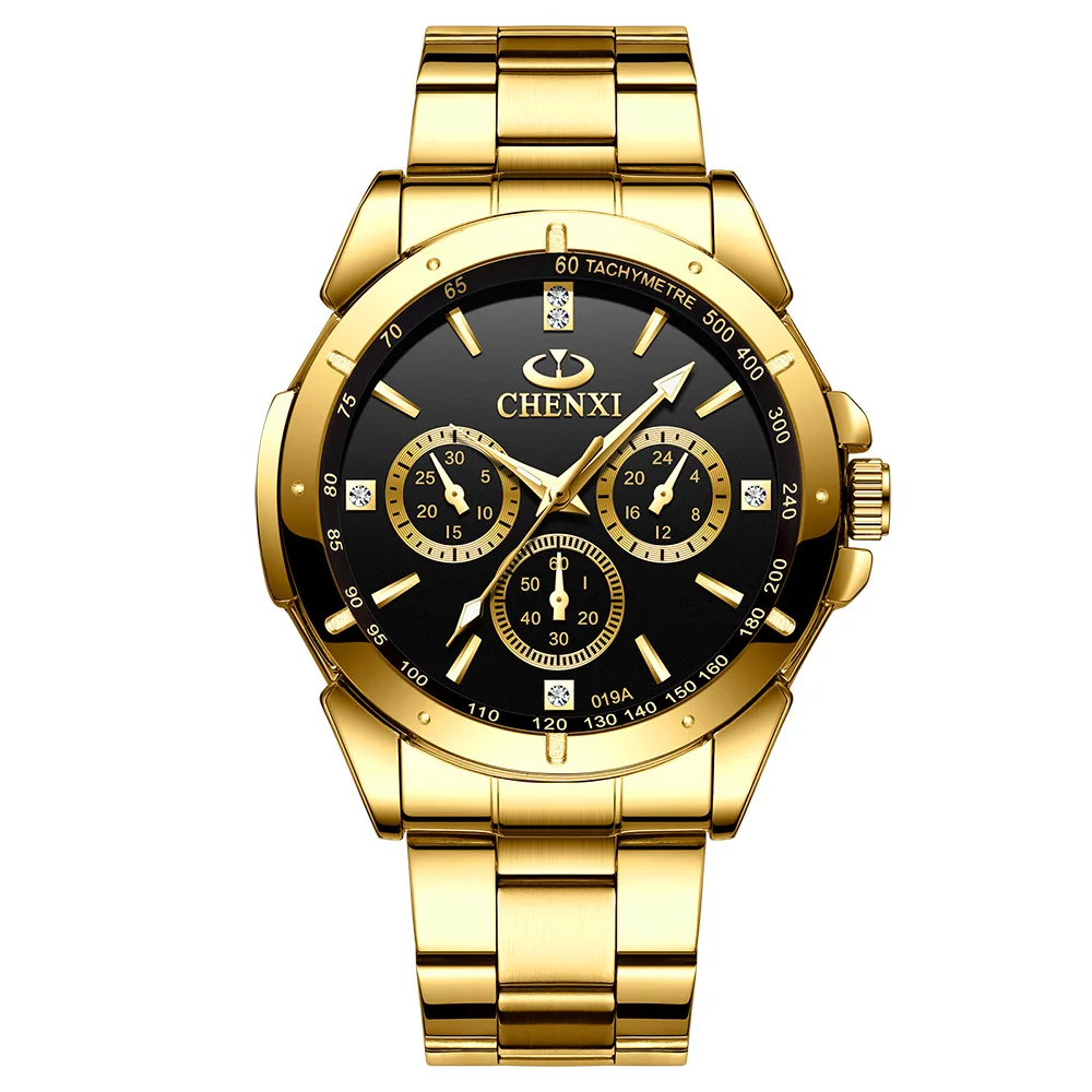 Cross Border Gold Couple Watch 019A Three Eyes Decorative Men's Business Watch enlarge