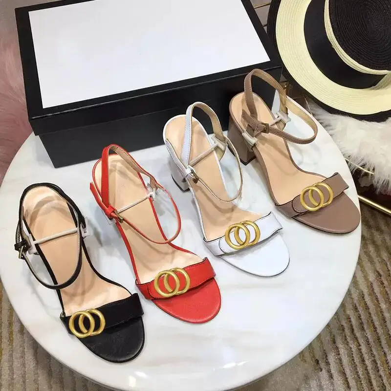 

Classic High heeled sandals party fashion 100% leather women Dance shoe designer sexy heels Suede Lady Metal Belt buckle Thick