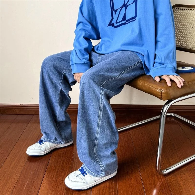 Autumn Baggy Jeans Men Fashion 4 Colors Oversized Wide Leg Jeans Men Streetwear Hip Hop Loose Straight Denim Pants Mens Trousers