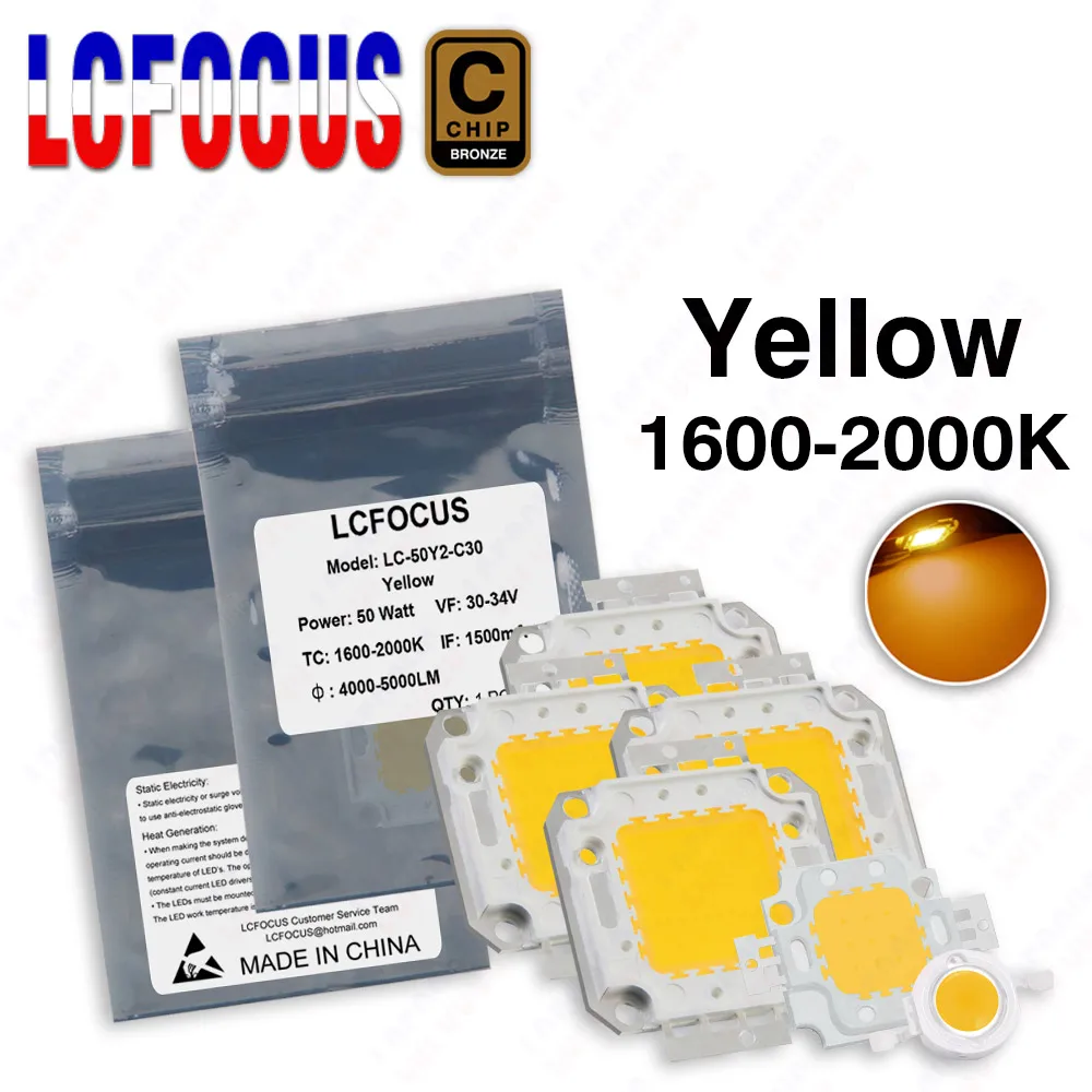 1W 3W 5W 10W 20W 30W 50W 100W Yellow 1 3 5 10 20 30 50 100 W Watt 1600-2000K LED COB Chip SMD DIY Super Bright Light Lamp Bulbs