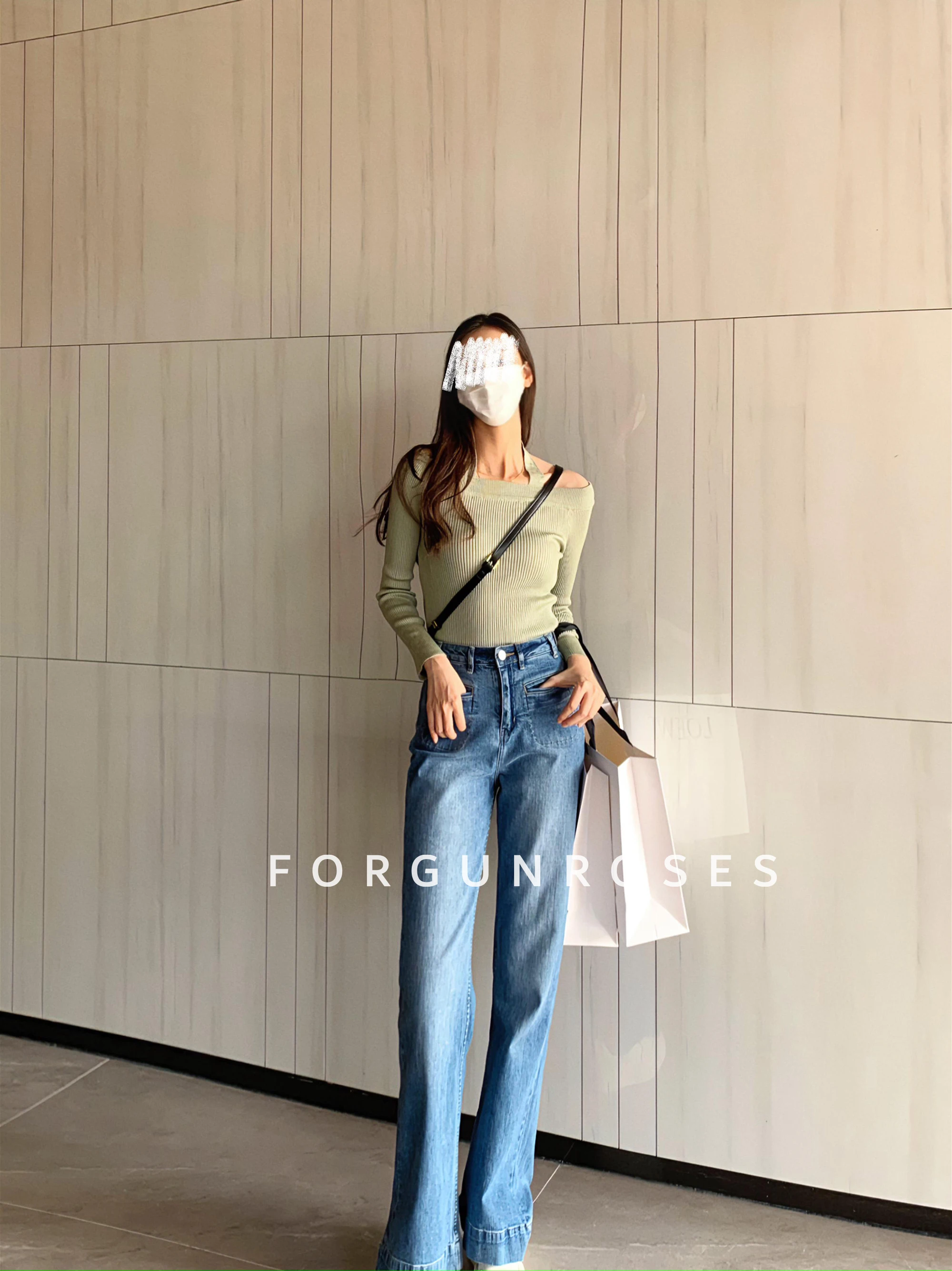 

Fashion All-In-One High-Waisted Jeans Women's Straight Trousers