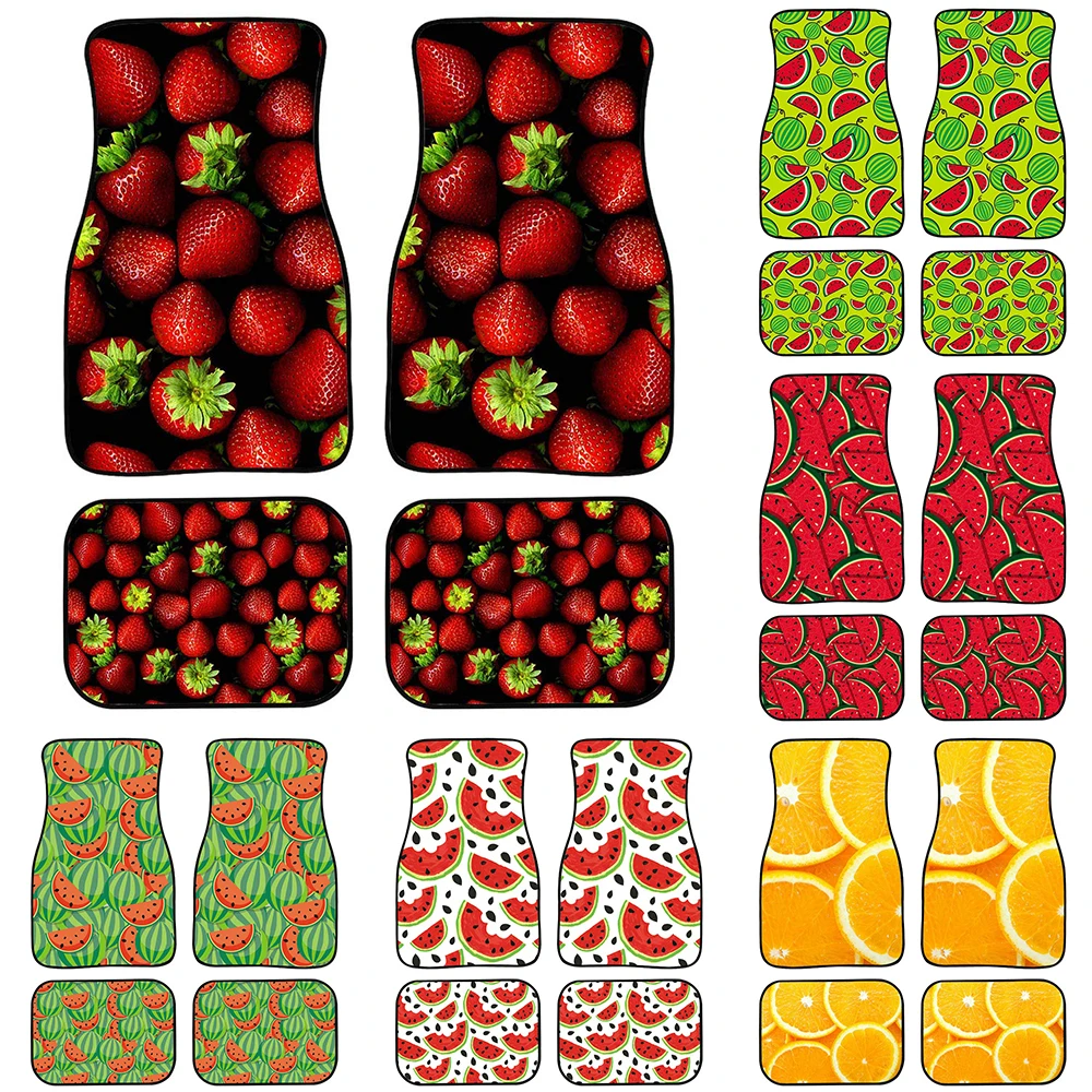 

Car Floor Mats Strawberry Printed Delicious Universal Fit Car Floor Mat - Heavy Duty All Weather Cartoon Cute 4-Piece Set