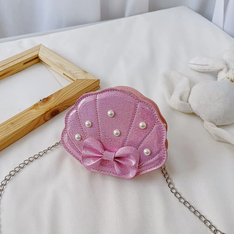 

Children's Mini Clutch Bag 2023 New Kids PU Leather Shoulder Bag Fashion Pearl Shell Coin Wallet Baby Girl Crossbody Bags