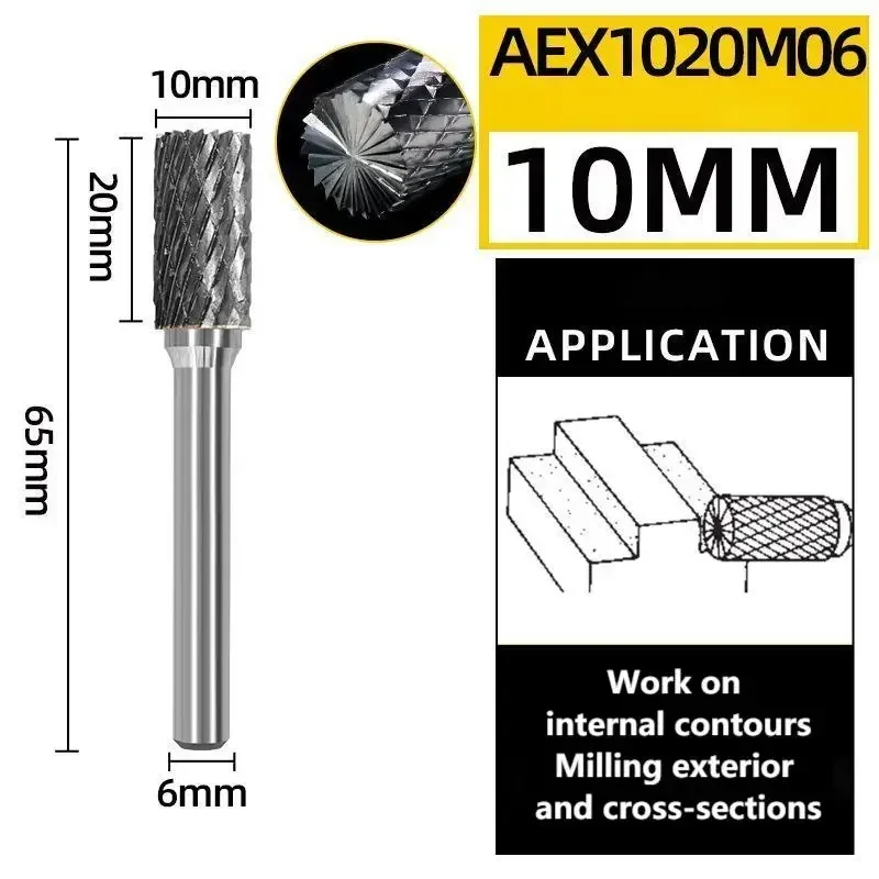 Ротационный напильник Roxin, головка типа AEX, из сплава карбида вольфрама