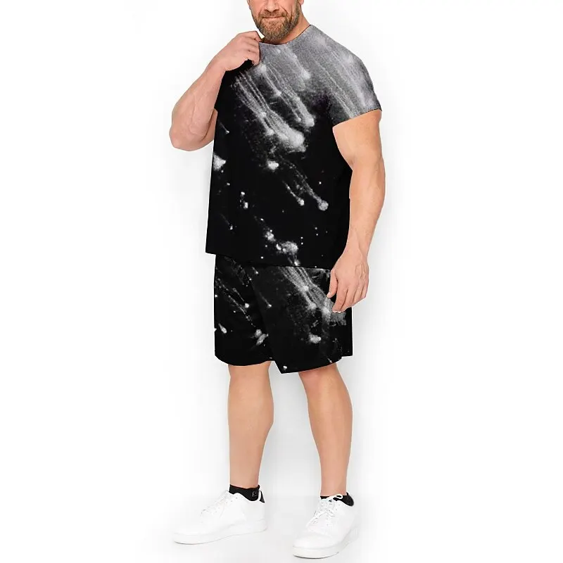 Men Clothing T-Shirt Suits Plus Size 3D Print Color Block Design Round Neck Fashion Designer Comfortable Short Sleeve 2 Pieces