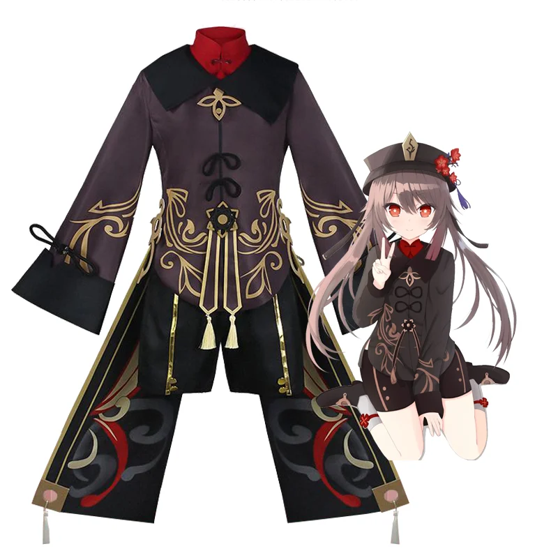 

Genshin Impact Hutao Cosplay Costume Uniform Wig Cosplay Anime Game Hu Tao Chinese Style Halloween Costumes For Women