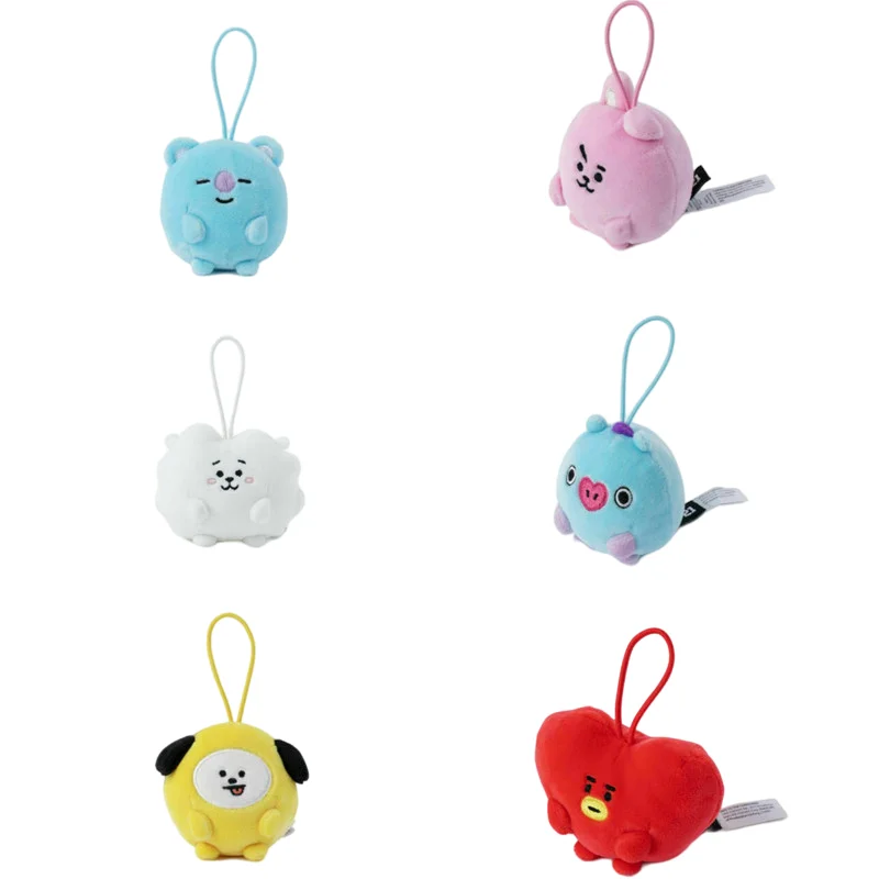 

Kawaii Bt21 Anime Peripherals Cartoon Cute Love Pony Plush Oval Doll Car Key Chain Bag Pendant Gift for Girlfriend