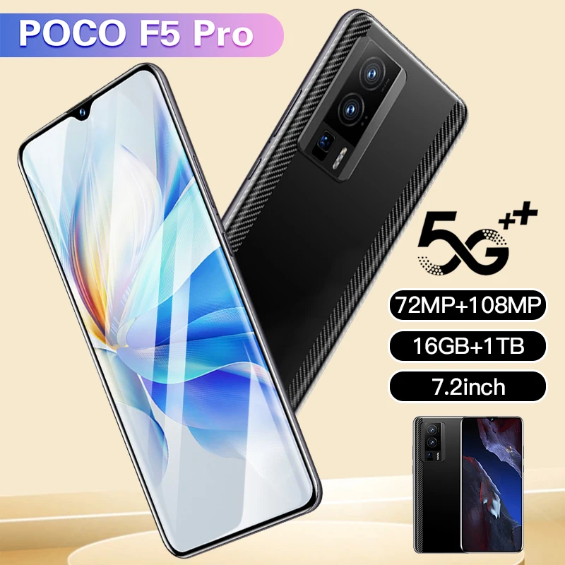 

New F5Pro 5g smartphone 16g ROM mobile phones 7.2inch HD Android13.0 Cellphones 72MP+108MP Unlocked Global version phone