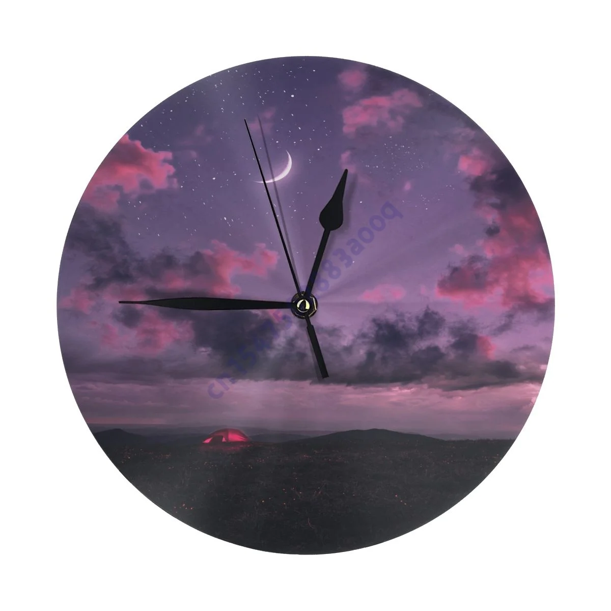 

Night under the sky wall clock household retro French color country decoration no tick mute retro round clock luxury living