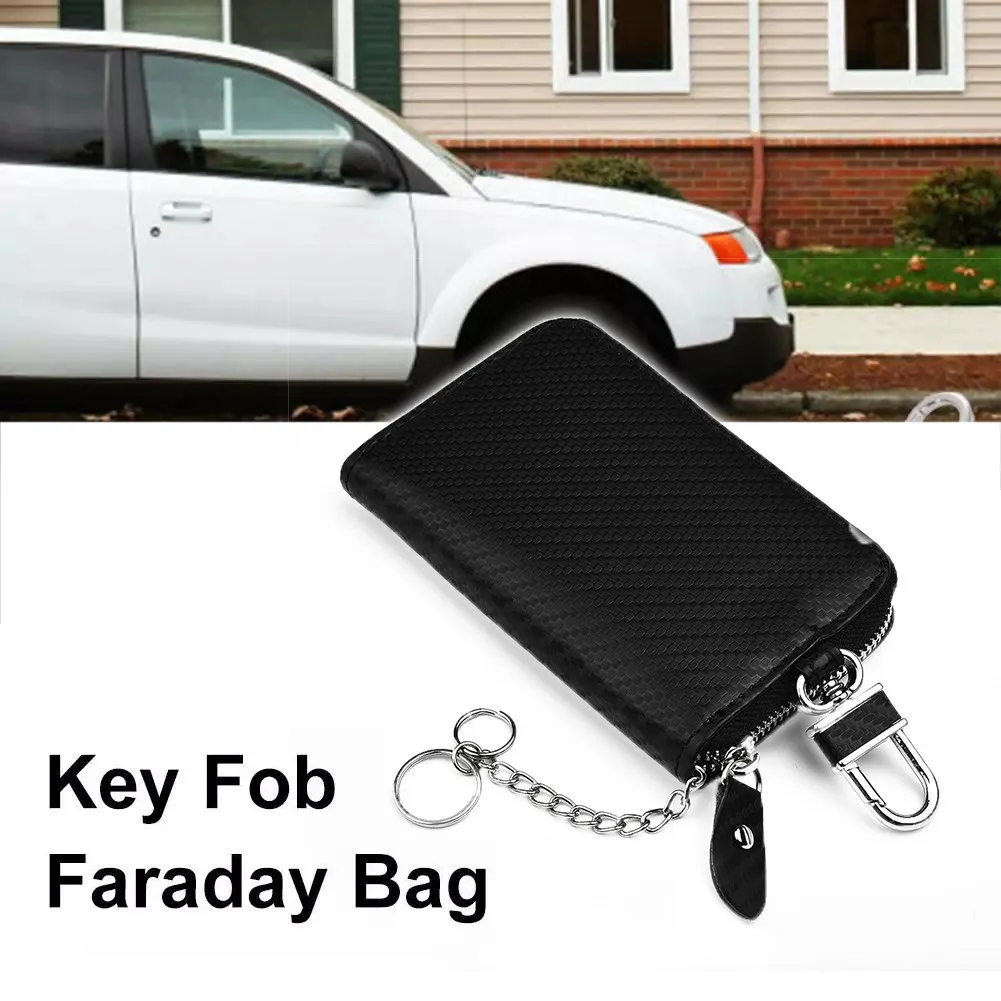 

Keyless Key Case PU Leather Parts Pouch 1 Pcs RFID 10x6.5x3cm Signal Bag Trim Black Blocker Blocking Cage Decor