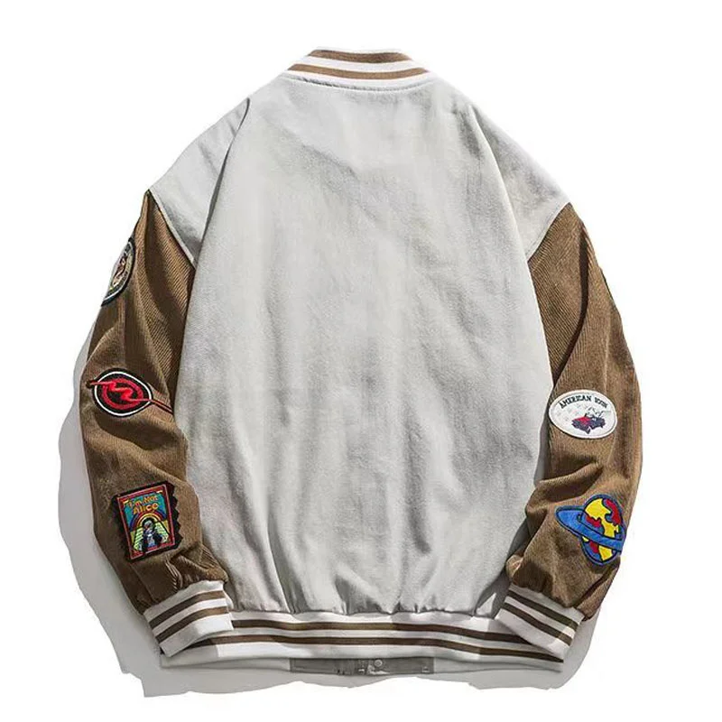 

American Vintage Varsity Jackets Men Patchwork Letter Embroidery Outwear Coats Spring Couple Casual Oversized College Jacket