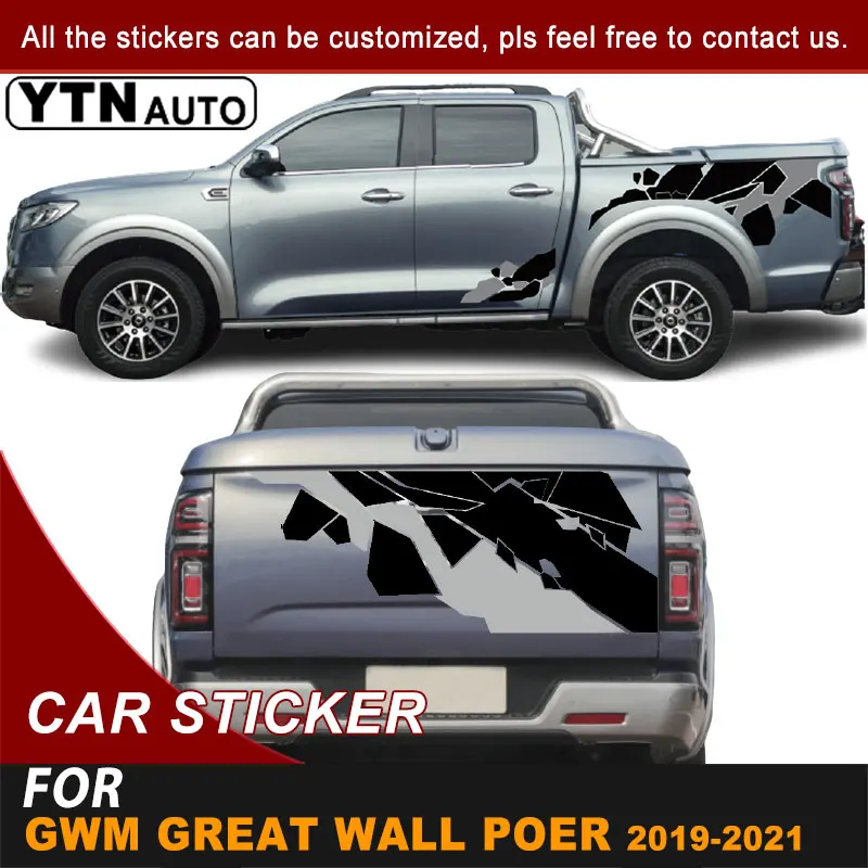 

Bed Box Car Stickers For GWM Cannon Ute Great Wall Poer 2019 2020 2021 Color Geometric Stitching Graphic Vinyl Decoration Decals