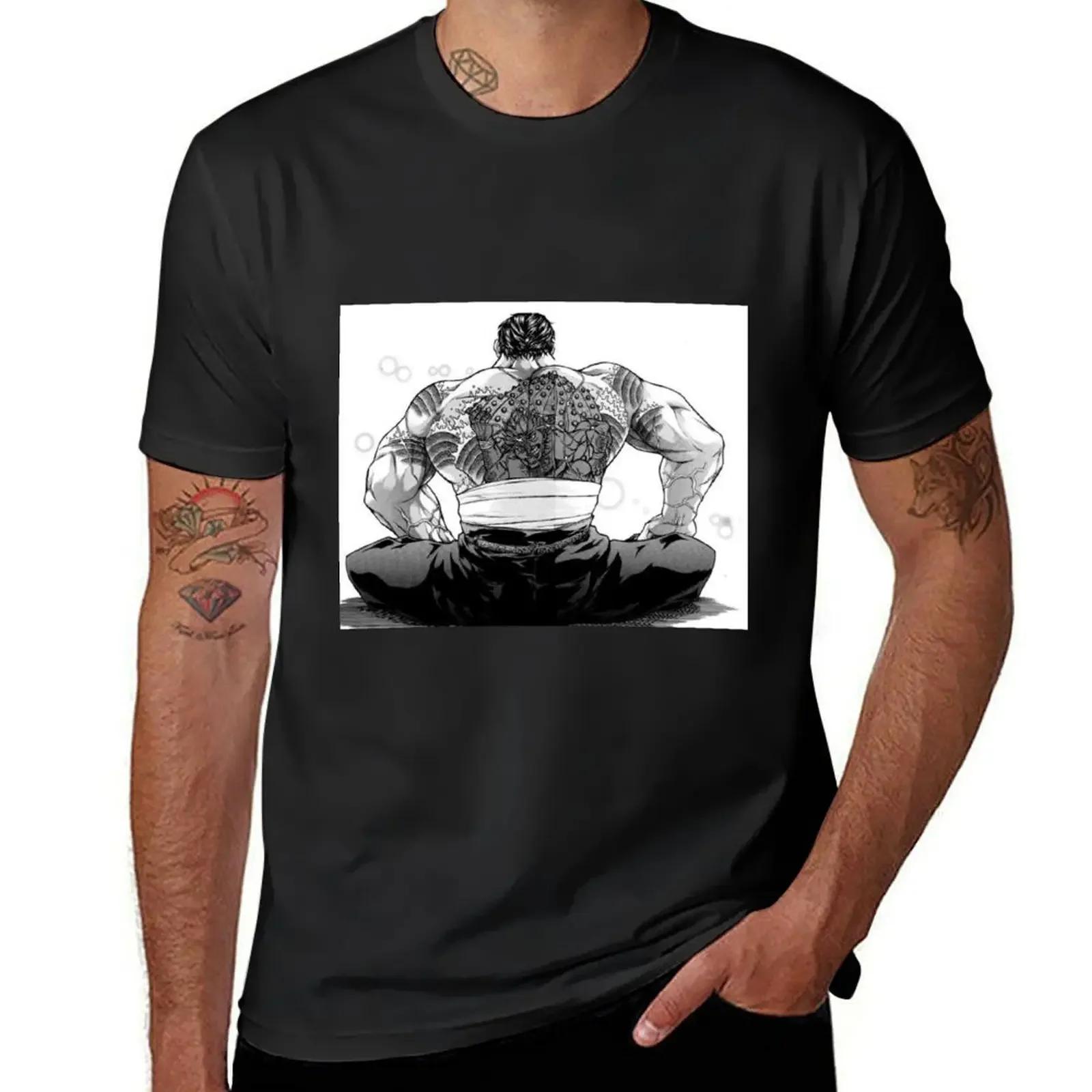 Мужская винтажная компрессионная футболка Hanayama с татуировкой