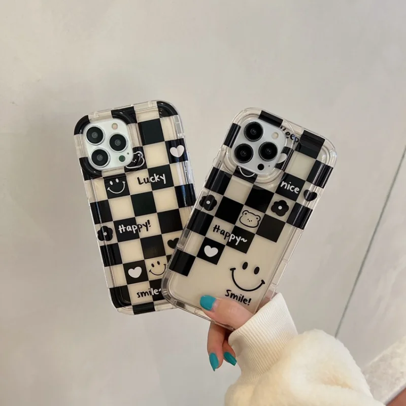 

ECHOME iPhone 14 Pro Case 13 Pro Max Cartoon Smile Face Bear Kawaii Phone Case Soft Shockproof Fashion Couple Moblie Phone Cover