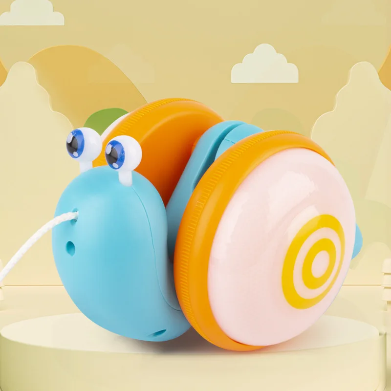 Rope Walk Along Snail Pull Toy Baby Hand-pulling Rope Snail Luminous Cartoons Cute Electric Pet Car for Kids Baby Exercise Walk