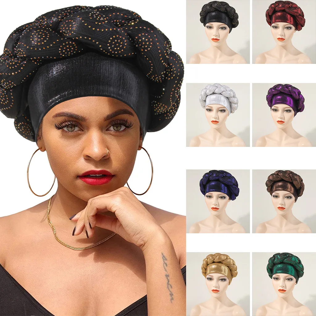 

Тюрбан с косами Рамадан, женские африканские головные уборы, женские головные повязки, тюрбан для женщин, мусульманский хиджаб, индийский головной убор