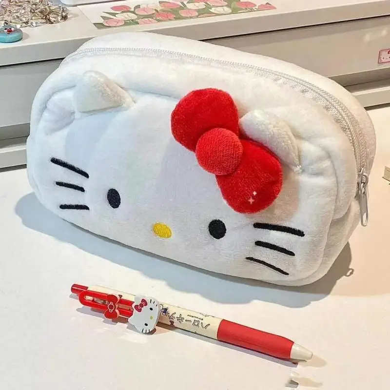 

Sanrioed Hello Kitty Plush Pencil Case My Melody Cinnamoroll Purin Cartoon Storage Bag Large Capacity Makeup Bag Stationery Gift
