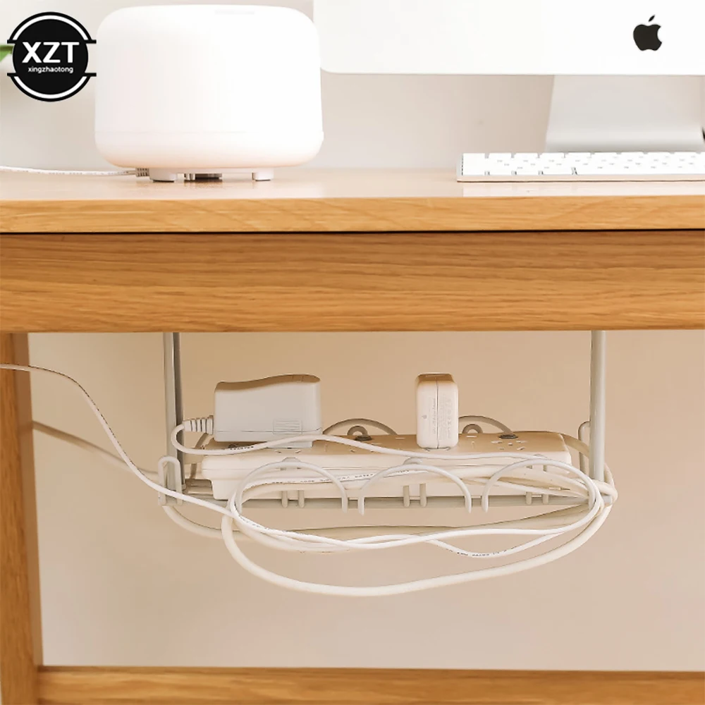 

Socket Wire Organizer Rack Under Desk Cable Management Tray Home Living Room Cord Storage Rack Power Strip Adapter Hang Holder