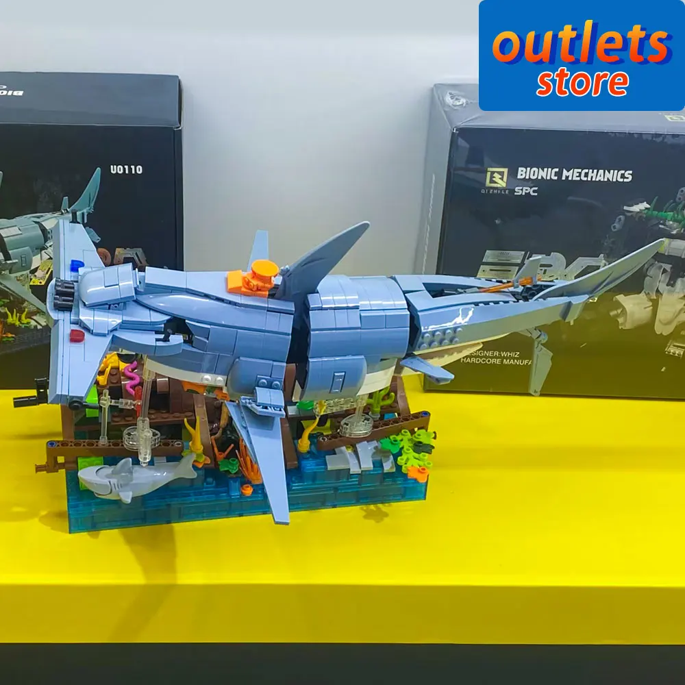 

U0110 Creative Expert Ideas Deep Sea Coast Guard Hammerhead Shark Bionic Machinery Moc Building Bricks Model Blocks Boys Toys